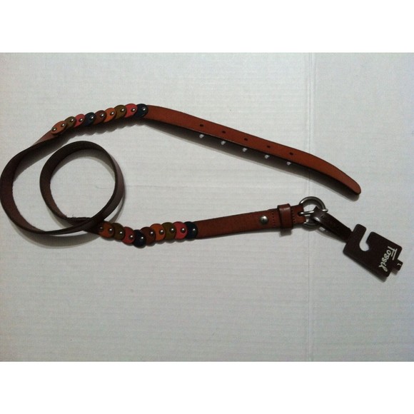 FOSSIL WOMENS NEW BROWN LEATHER BELT SIZE: L  LENGTH: 44\